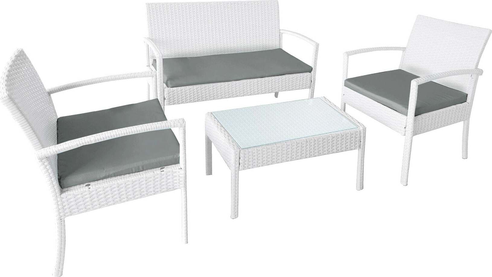 Salotto Da Giardino In Rattan Bianco 4 Pz. Divano Poltrone Tavolino Set Mobili Da Giardino Bianchi Completo Colore Marrone 80Boulevard Bianco Ba620 Giardino e giardinaggio/Arredamento da giardino e accessori/Set di mobili Ferus - Montoro, Commerciovirtuoso.it