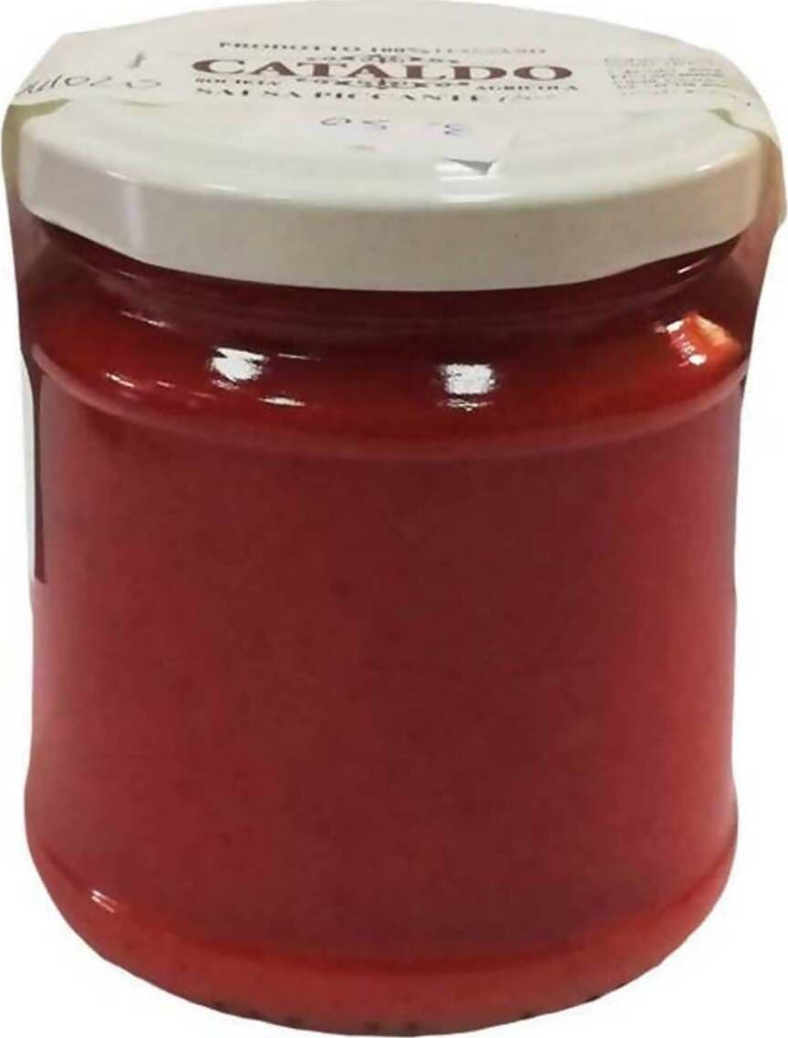 Salsa di Peperoncino piccante Calabrese 200gr. Sugo Artigianale Made in Italy con Peperoncino Calabro Piccante 98% alimentari Cataldo Società Agricola - Siderno, Commerciovirtuoso.it