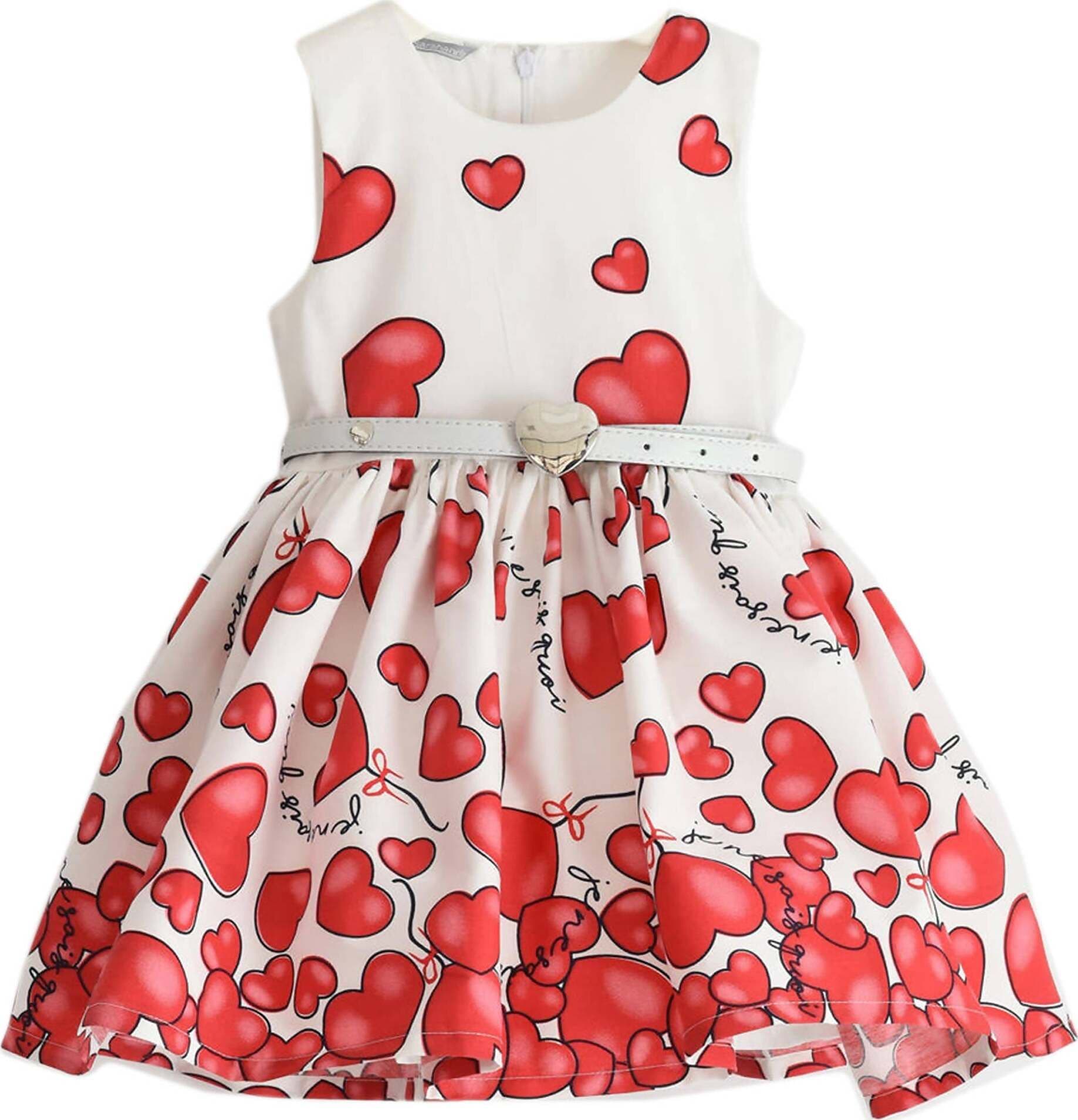 Sarabanda Vestito Bambina Bianco Rosso Senza Maniche Con Cuori Vestitino Elegante Con Cintura E Gonna Ampia Moda/Bambine e ragazze/Abbigliamento/Abiti/Elegante Mondo Bimbo - Bagnara Calabra, Commerciovirtuoso.it