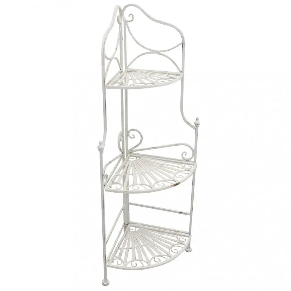 Scaffale Angolare Stile Provenzale Ferro Bianco Intagliato 3 Ripiani in Librerie Shopbagno.it - Roma, commercioVirtuoso.it