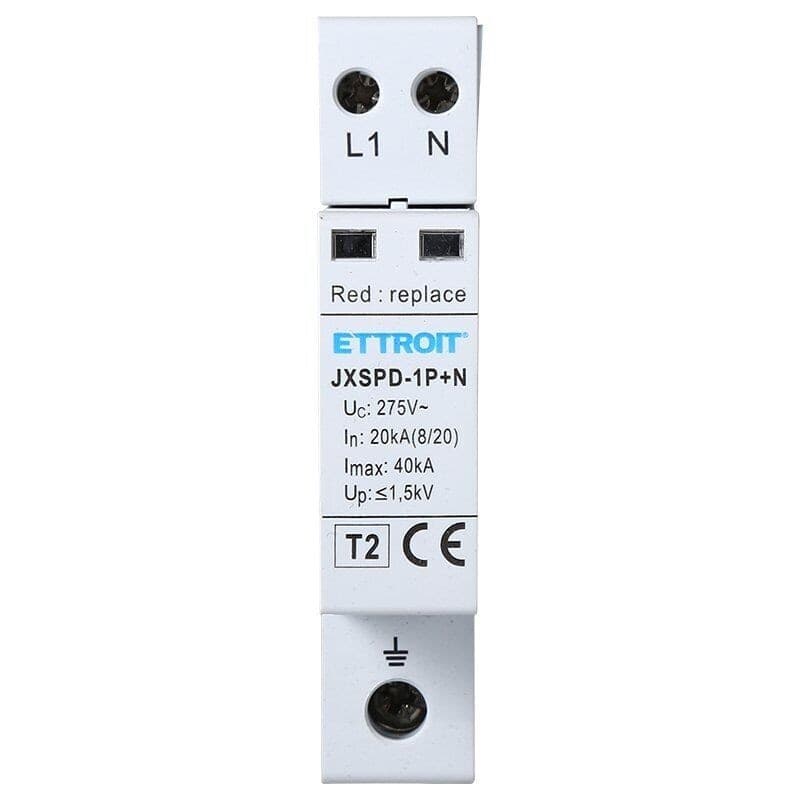 SCARICATORE-LIMITATORE-DI-SOVRATENSIONE-1-MODULO-TIPO-T2-1P+N-20KA-40KA-SPD