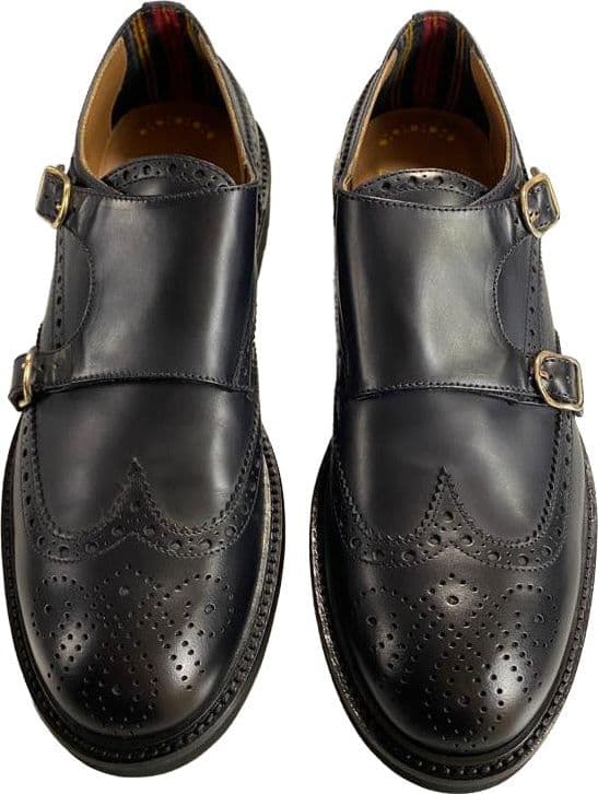 Scarpa uomo Doucal's - Doppia fibbia Brogue in pelle colore Nero