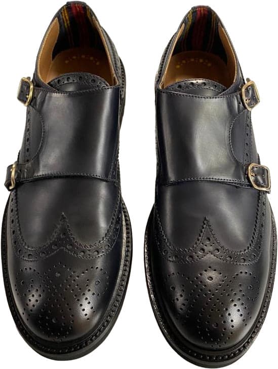 Scarpa uomo Doucal's - Doppia fibbia Brogue in pelle colore Nero in Scarpe stringate basse Couture - Sestu, commercioVirtuoso.it
