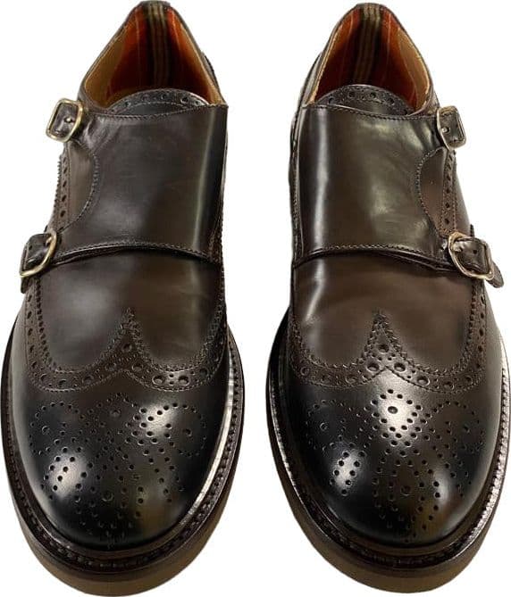 Scarpa uomo Doucal's - Doppia fibbia Brogue in pelle - Colore Marrone