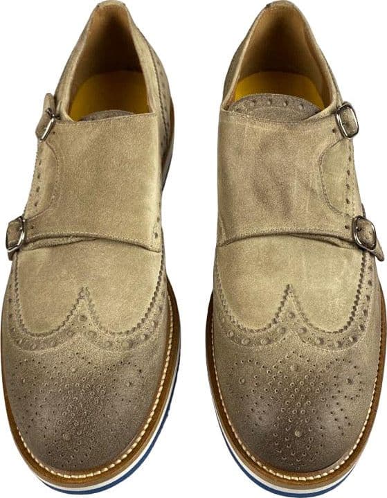 Scarpa uomo Doucal's - Doppia fibbia in pelle scamosciata con fiore in punta - Colore Beige in Loafer e mocassini Couture - Sestu, commercioVirtuoso.it
