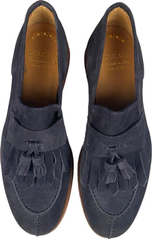 Scarpa uomo Doucal's - Mocassino in pelle scamosciata - Colore Blu in Loafer e mocassini Couture - Sestu, commercioVirtuoso.it