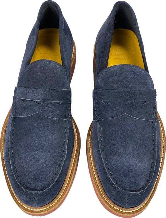 Scarpa uomo Doucal's - Mocassino in pelle scamosciata - Colore Blu in Loafer e mocassini Couture - Sestu, commercioVirtuoso.it