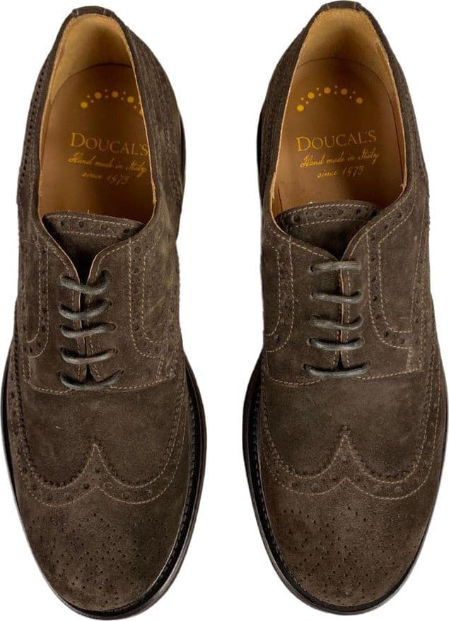 Scarpa uomo Doucal's - Derby Stringate Brogue camoscio colore marrone in Scarpe stringate basse Couture - Sestu, commercioVirtuoso.it