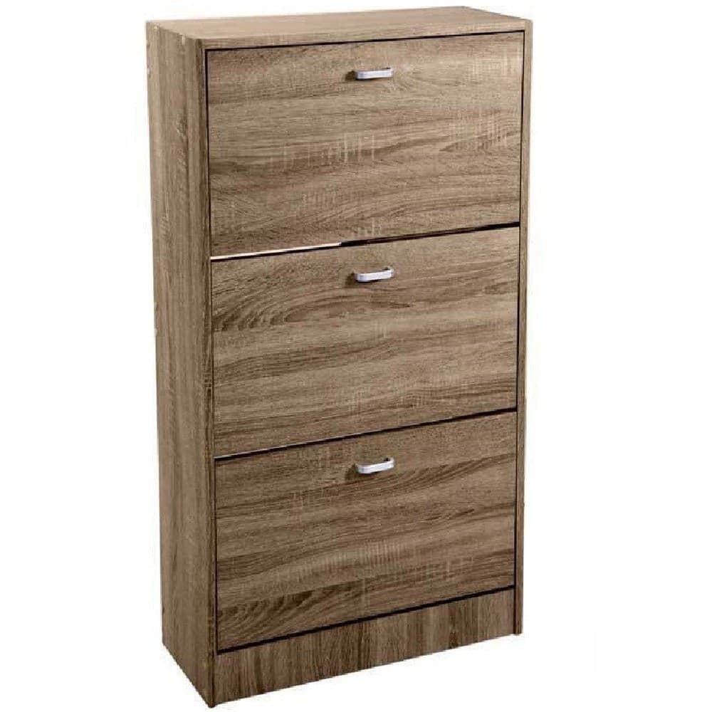 SCARPIERA 3 ANTE SALVASPAZIO SLIM PORTA SCARPE INGRESSO NOCE 115X63X24CM 827631
