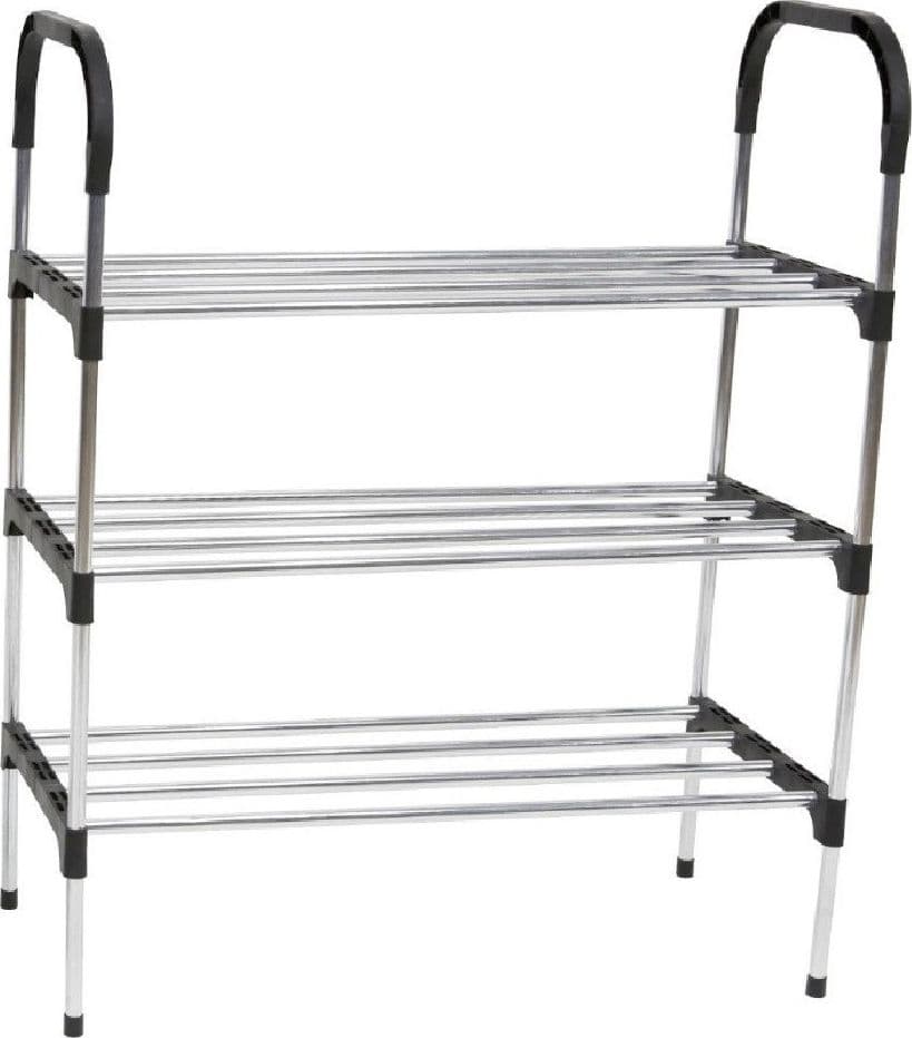 SCARPIERA IN METALLO PLASTICA 3 LIVELLI 57X26X66CM SALVASPAZIO PORTA SCARPE CASA