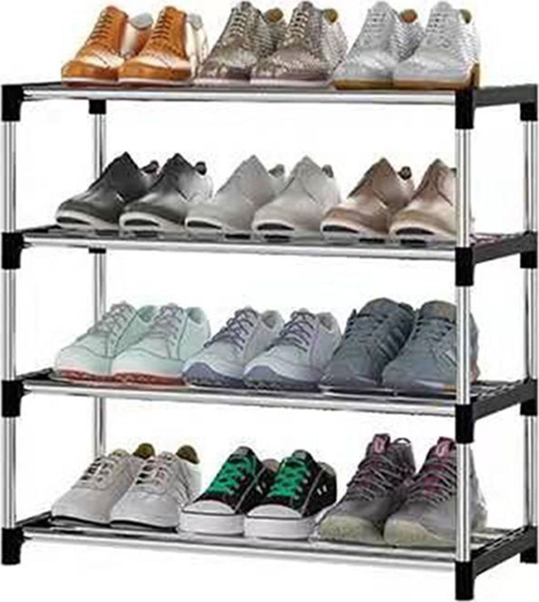 Scarpiera Scaffale Salvaspazio Multiuso 4 Ripiani Metallo Impilabile 60x30x55cm in Scaffali portascarpe Trade Shop italia - Napoli, commercioVirtuoso.it