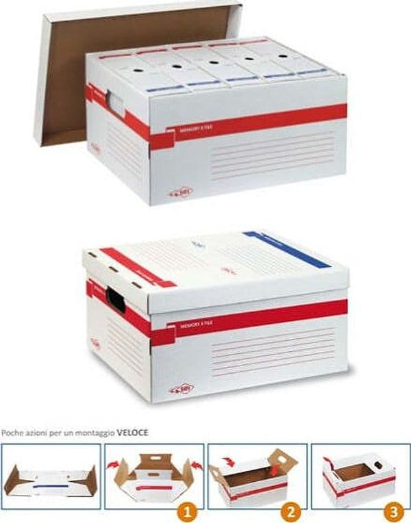 Scatola archivio Memory X File - con coperchio - dorso 27 5 cm - 37x27x52 cm - bianco - Sei Rota Cancelleria e prodotti per ufficio/Archivio ufficio e accessori per scrivania/Archivio ufficio/Classificatori/Scatole Eurocartuccia - Pavullo, Commerciovirtuoso.it