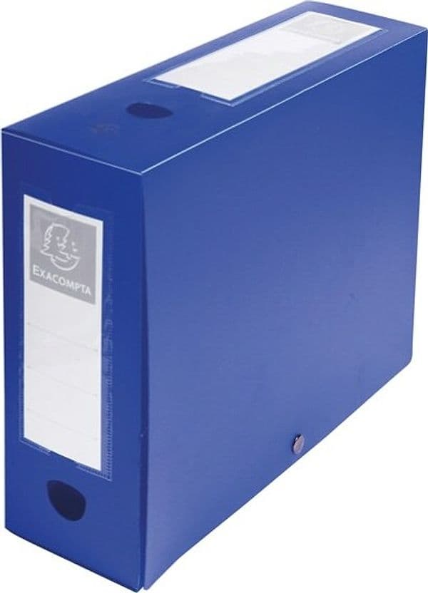 Scatola per archivio box - con bottone - 25x33 cm - dorso 10 cm - blu - Exacompta Cancelleria e prodotti per ufficio/Archivio ufficio e accessori per scrivania/Archivio ufficio/Classificatori/Scatole Eurocartuccia - Pavullo, Commerciovirtuoso.it