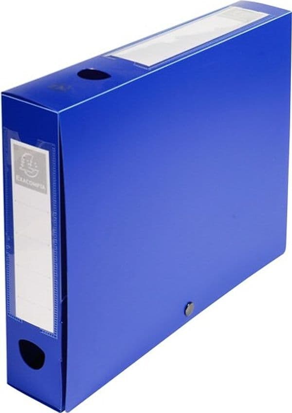 Scatola per archivio box - con bottone - 25x33 cm - dorso 6 cm - blu - Exacompta Cancelleria e prodotti per ufficio/Archivio ufficio e accessori per scrivania/Archivio ufficio/Classificatori/Scatole Eurocartuccia - Pavullo, Commerciovirtuoso.it
