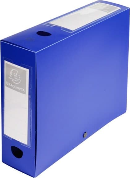 Scatola per archivio box - con bottone - 25x33 cm - dorso 8 cm - blu - Exacompta Cancelleria e prodotti per ufficio/Archivio ufficio e accessori per scrivania/Archivio ufficio/Classificatori/Scatole Eurocartuccia - Pavullo, Commerciovirtuoso.it