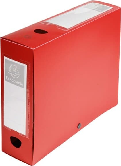 Scatola per archivio box - con bottone - 25x33 cm - dorso 8 cm - rosso - Exacompta Cancelleria e prodotti per ufficio/Archivio ufficio e accessori per scrivania/Archivio ufficio/Classificatori/Scatole Eurocartuccia - Pavullo, Commerciovirtuoso.it