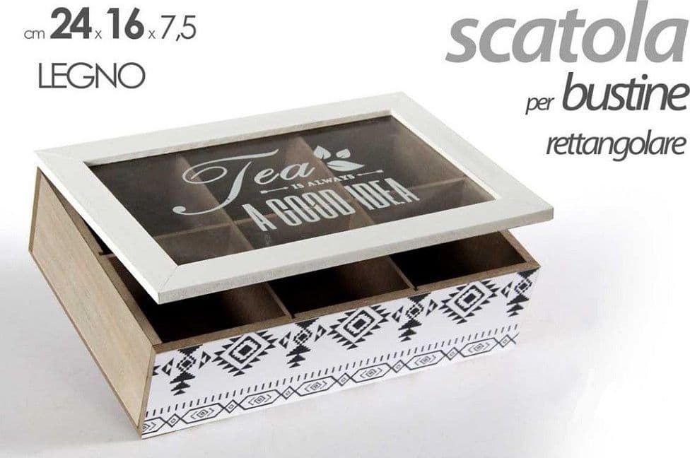 SCATOLA PORTA OGGETTI PER BUSTINE THE 24X16X7,5 CM IN LEGNO RETTANGOLARE 739439