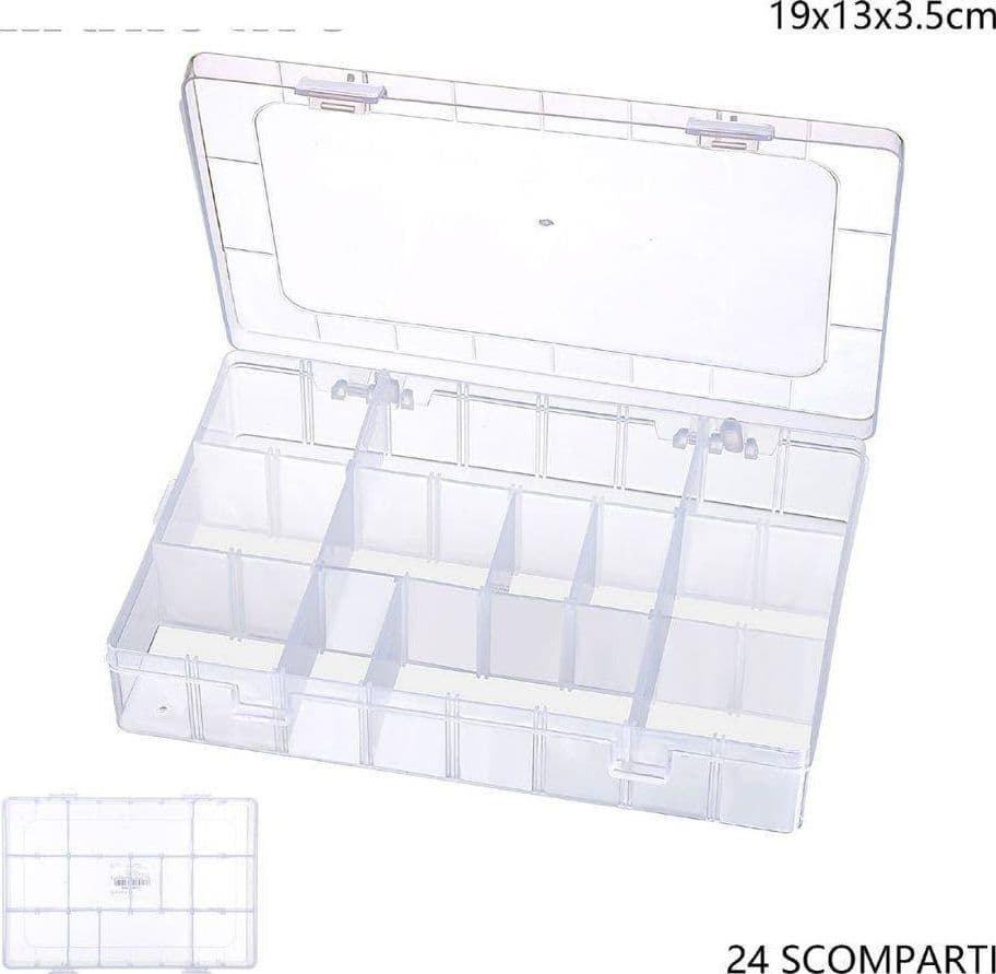 Scatola Portaoggetti 12 Scomparti Pratico Contenitore Misura 19x13x3.5 Cm Casa e cucina/Organizzazione interni/Contenitori ceste e cestini/Contenitori con coperchio Trade Shop italia - Napoli, Commerciovirtuoso.it