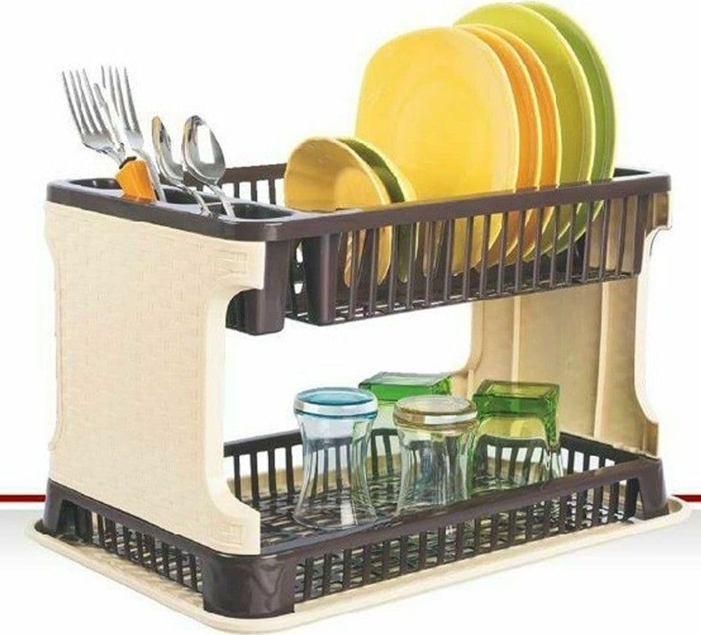 Scolapiatti In Plastica Effetto Rattan 2 Ripiani Piatti Posate Bicchieri Marrone Casa, arredamento e bricolage > Cucina > Accessori cucina Trade Shop italia - Napoli, Commerciovirtuoso.it