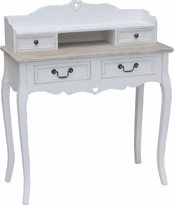 Scrittoio-con-4-cassetti-in-legno-di-paulownia-shabby-chic-87x38x103-Bianco-Milani-Home