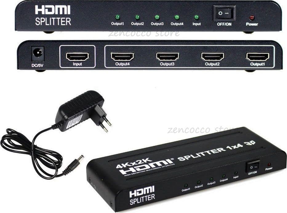 Sdoppiatore Splitter HDMI 1.4 1080P 3D 1X4 4 Uscite ALTA Risoluzione DVD TV play Elettronica/Home Cinema TV e video/Attrezzatura satellitare/Impianti satellitari/Splitter Zencoccostore - Formia, Commerciovirtuoso.it