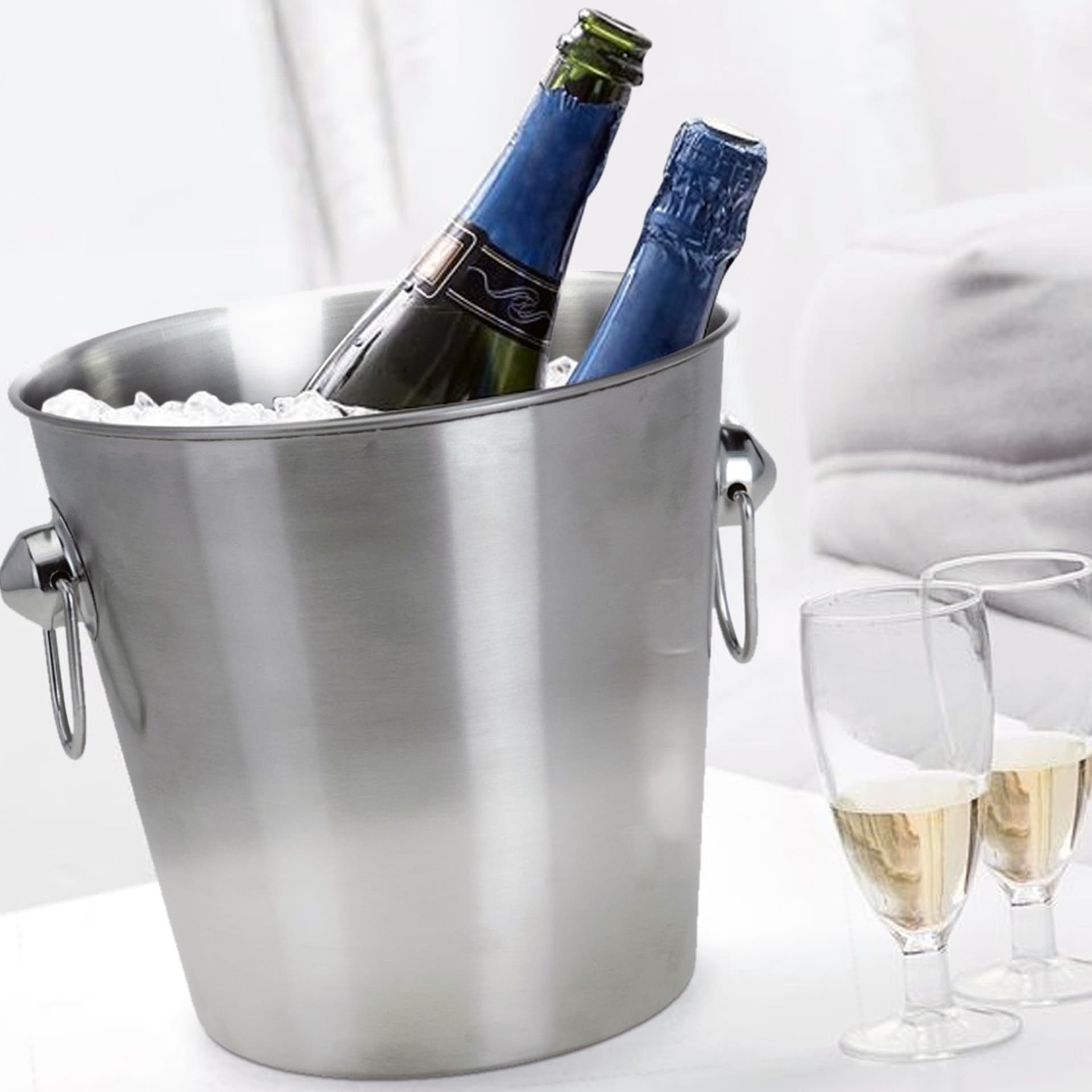 SECCHIELLO PORTA GHIACCIO CHAMPAGNE VINO DA TAVOLA IN ACCIAIO INOX CON MANICI Trade Shop italia - Napoli, Commerciovirtuoso.it