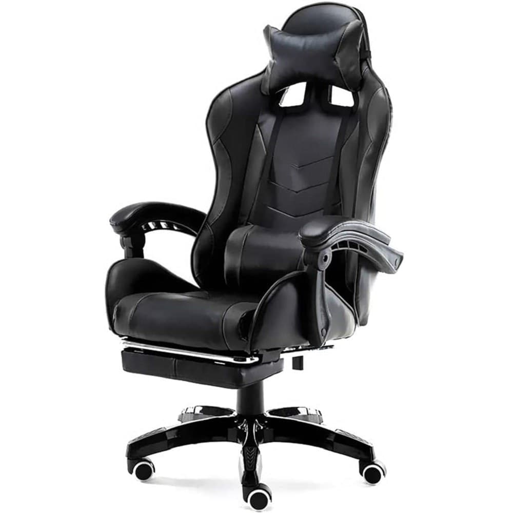 Sedia Poltrona Gaming Ufficio Casa In Ecopelle Cuscino Lombare Poggiatesta Piedi Nero Casa, arredamento e bricolage > Arredamento > Sedie Trade Shop italia - Napoli, Commerciovirtuoso.it