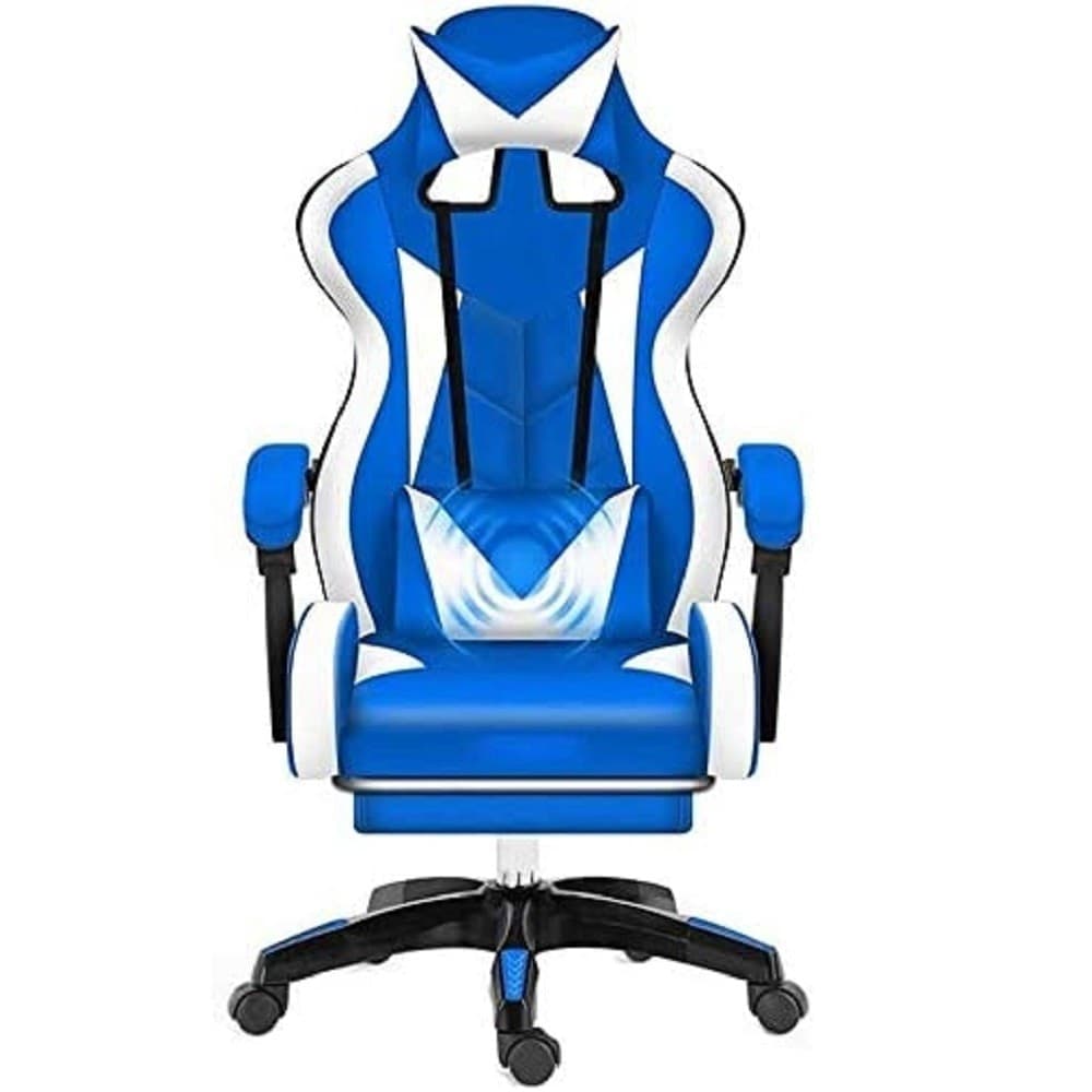 Sedia Poltrona Ufficio Casa In Ecopelle Cuscino Lombare Poggiatesta Piedi Blu Bianco Casa, arredamento e bricolage > Arredamento > Sedie Trade Shop italia - Napoli, Commerciovirtuoso.it