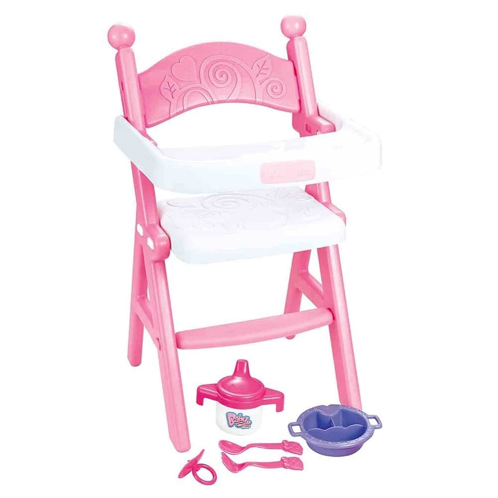 Seggiolone-Pappa-Per-Bambole-Sedia-Bambolotti-Con-Vassoio-E-Accessori-Gioco