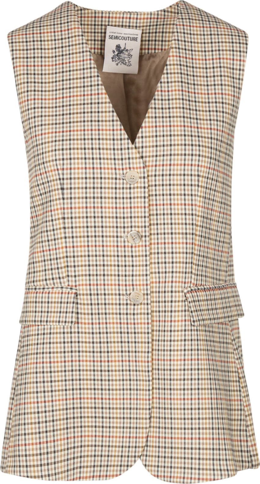 Semi-Couture-Semi-Couture---Gilet---440503---Beige/Rosso-da-donna