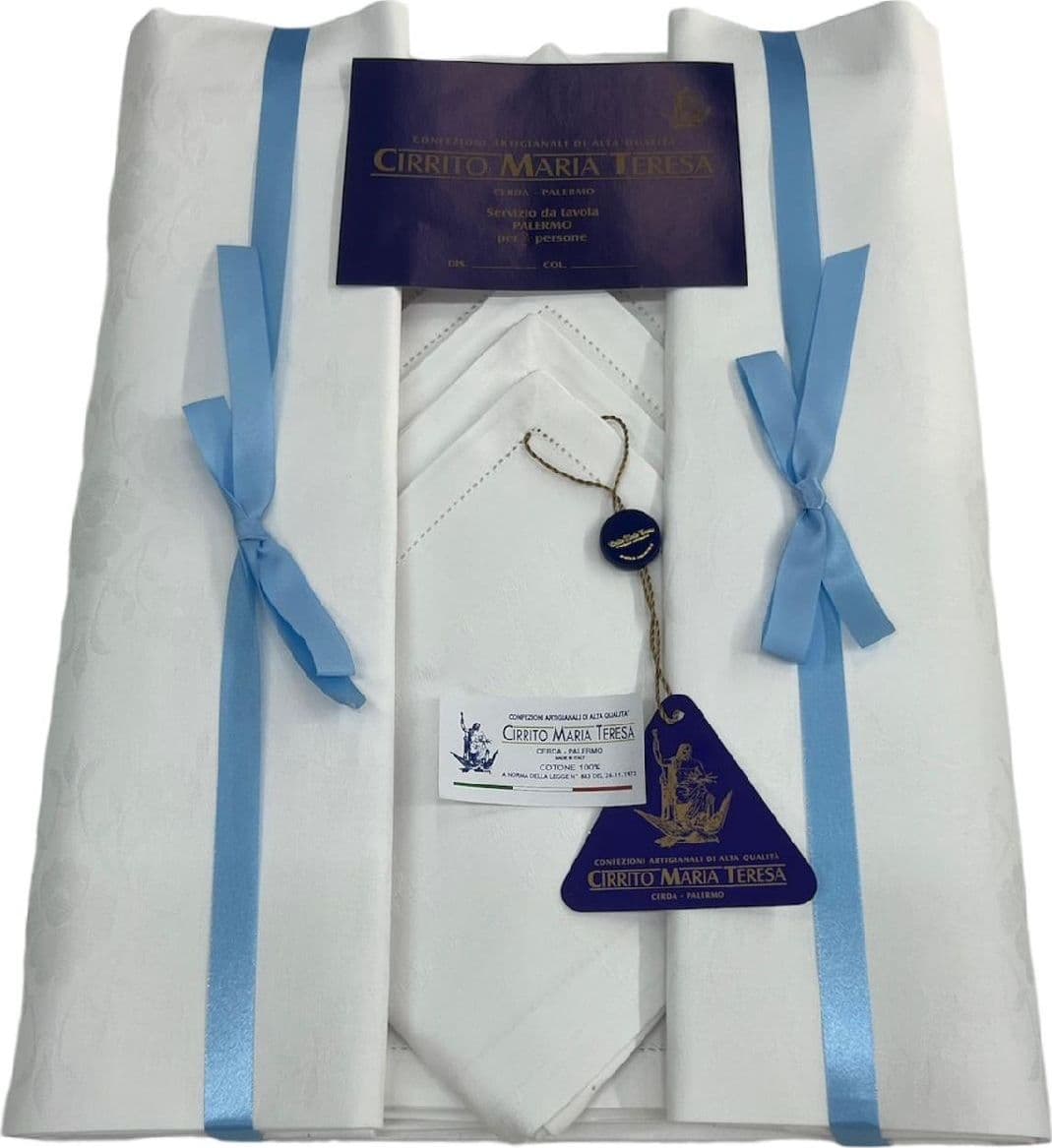 Servizio da tavola damascato x 12 misura 175x265 art. Palermo Casa e cucina/Tessili per la casa/Tessili da cucina/Tovaglie Biancheria Arredo Home - Nola, Commerciovirtuoso.it
