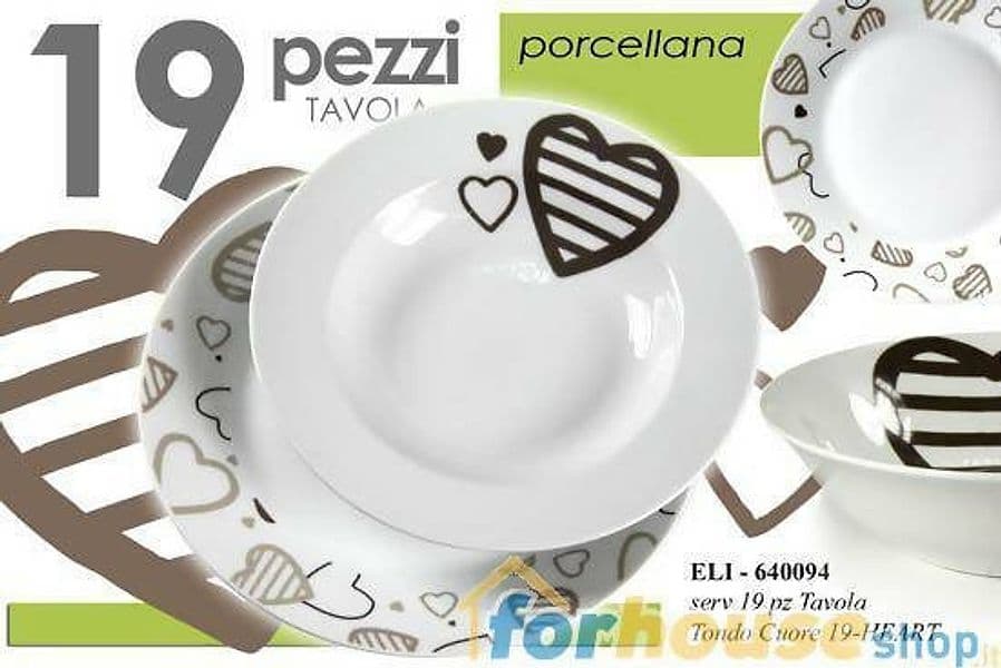 Servizio di piatti tavola 6 persone 19 pezzi forma tonda in porcellana servizio piatti 19 pezzi L'Orchidea - Siderno, Commerciovirtuoso.it