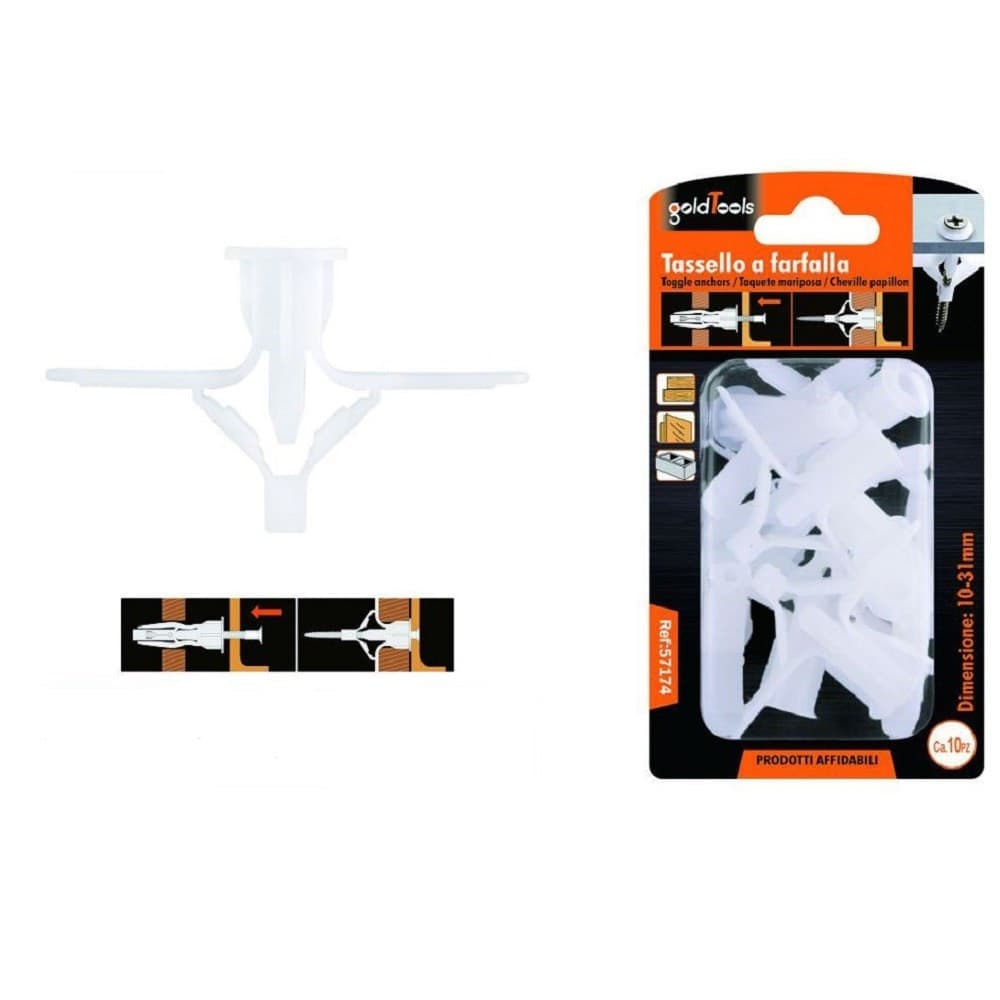Set 10 Pezzi Tasselli Tassello A Farfalla Espansione A Molla 10-31 Mm Viti 57174 Fai da te/Ferramenta/Chiodi viti ed elementi di fissaggio/Tasselli/Tasselli a espansione Trade Shop italia - Napoli, Commerciovirtuoso.it