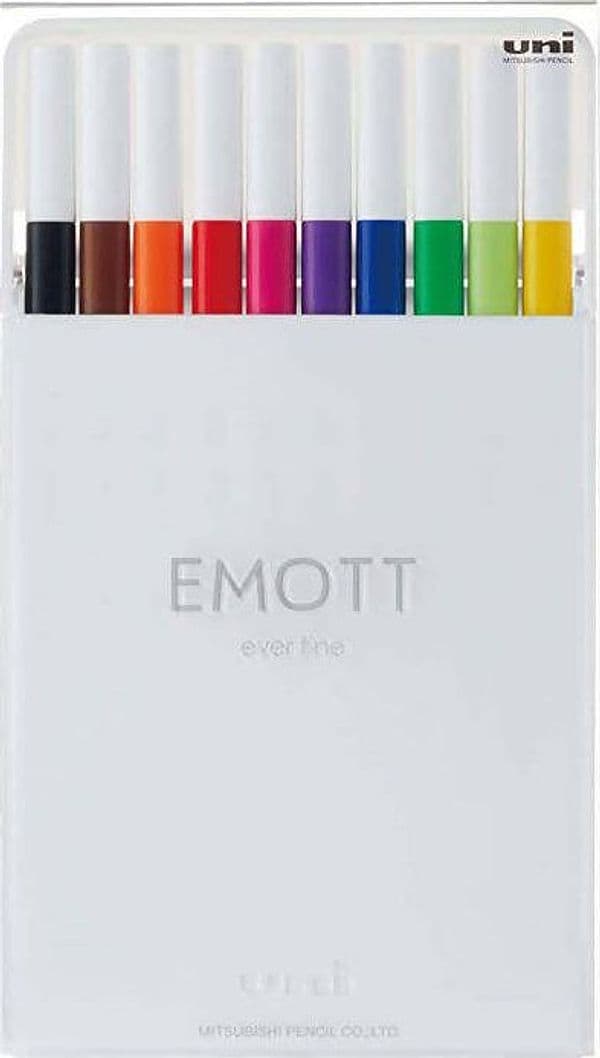 Set 10 Pz Pennarelli Emott Kit 10 Pezzi Colori Standard N. 01 Forma Quadrata Bordi Rotondi Inchiostro A Base D'acqua Massima Resistenza in Pennarelli per disegno Cartolibreria La Fenice - Spadafora, commercioVirtuoso.it