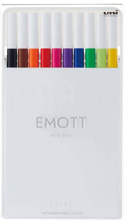 Set 10 Pz Pennarelli Emott Kit 10 Pezzi Colori Standard N. 01 Forma Quadrata Bordi Rotondi Inchiostro A Base D'acqua Massima Resistenza in Pennarelli per disegno Cartolibreria La Fenice - Spadafora, commercioVirtuoso.it