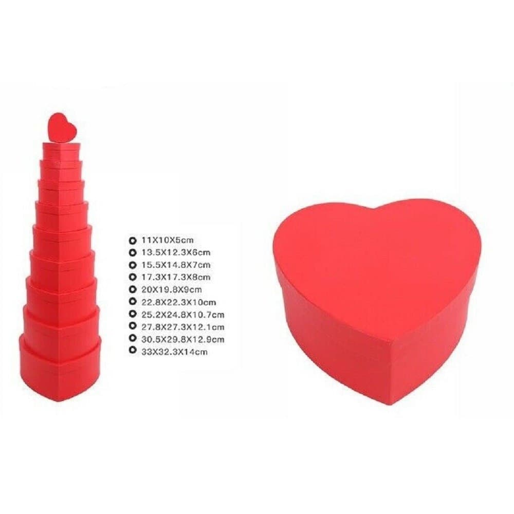 Set 10 Pz Scatole Box Per Regali Varie Misure Matrioska Forma Cuore Rosso 71952 Casa e cucina/Hobby creativi/Articoli per confezioni regalo/Scatole da regalo Trade Shop italia - Napoli, Commerciovirtuoso.it