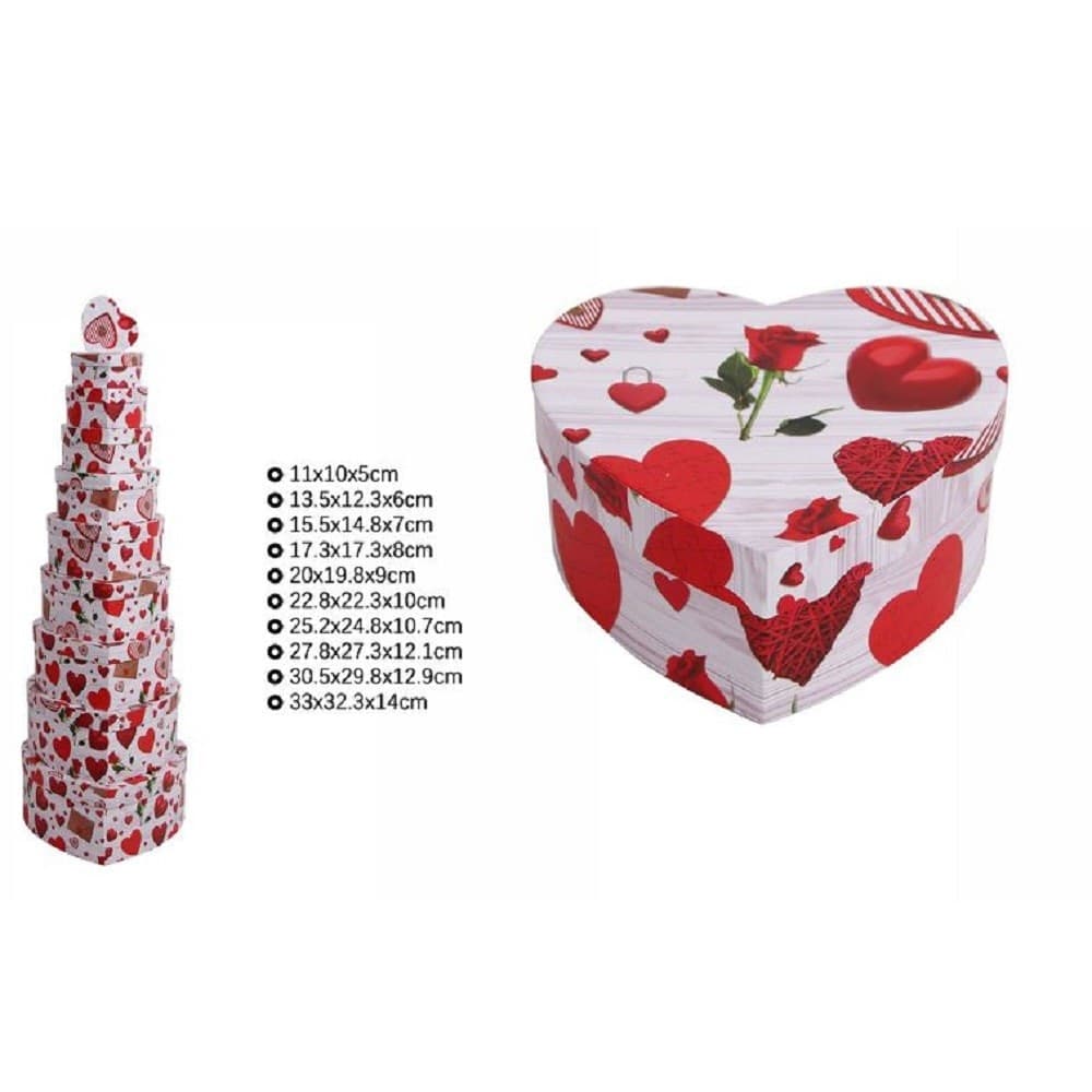 Set 10 Pz Scatole Regali Varie Misure Matrioska Forma Cuore Fantasia Cuori 71971 Casa, arredamento e bricolage > Prodotti per Feste Trade Shop italia - Napoli, Commerciovirtuoso.it