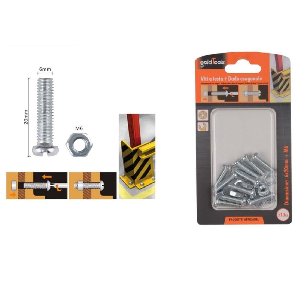 Set 10 Pz Viti Vite Testa A Croce Tonda 6x20 Mm Con Dadi Dado Esagonale M6 90976 Fai da te/Ferramenta/Chiodi viti ed elementi di fissaggio/Viti/Viti a spalla Trade Shop italia - Napoli, Commerciovirtuoso.it