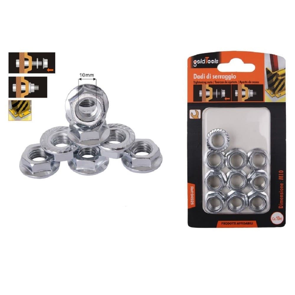 Set 10pz Dado Esagonale Flangiato Dadi Di Serraggio M10 Bulloni Vite 10mm 94925 Fai da te/Ferramenta/Chiodi viti ed elementi di fissaggio/Kit di bulloni e dadi Trade Shop italia - Napoli, Commerciovirtuoso.it