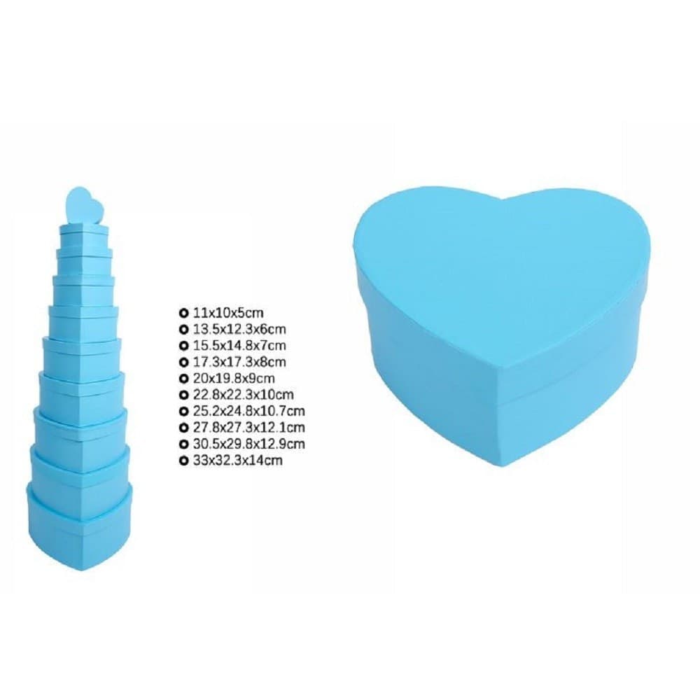 Set 10pz Scatole Box Per Regali Varie Misure Matrioska Forma Cuore Celeste 71956 Casa, arredamento e bricolage > Prodotti per Feste Trade Shop italia - Napoli, Commerciovirtuoso.it