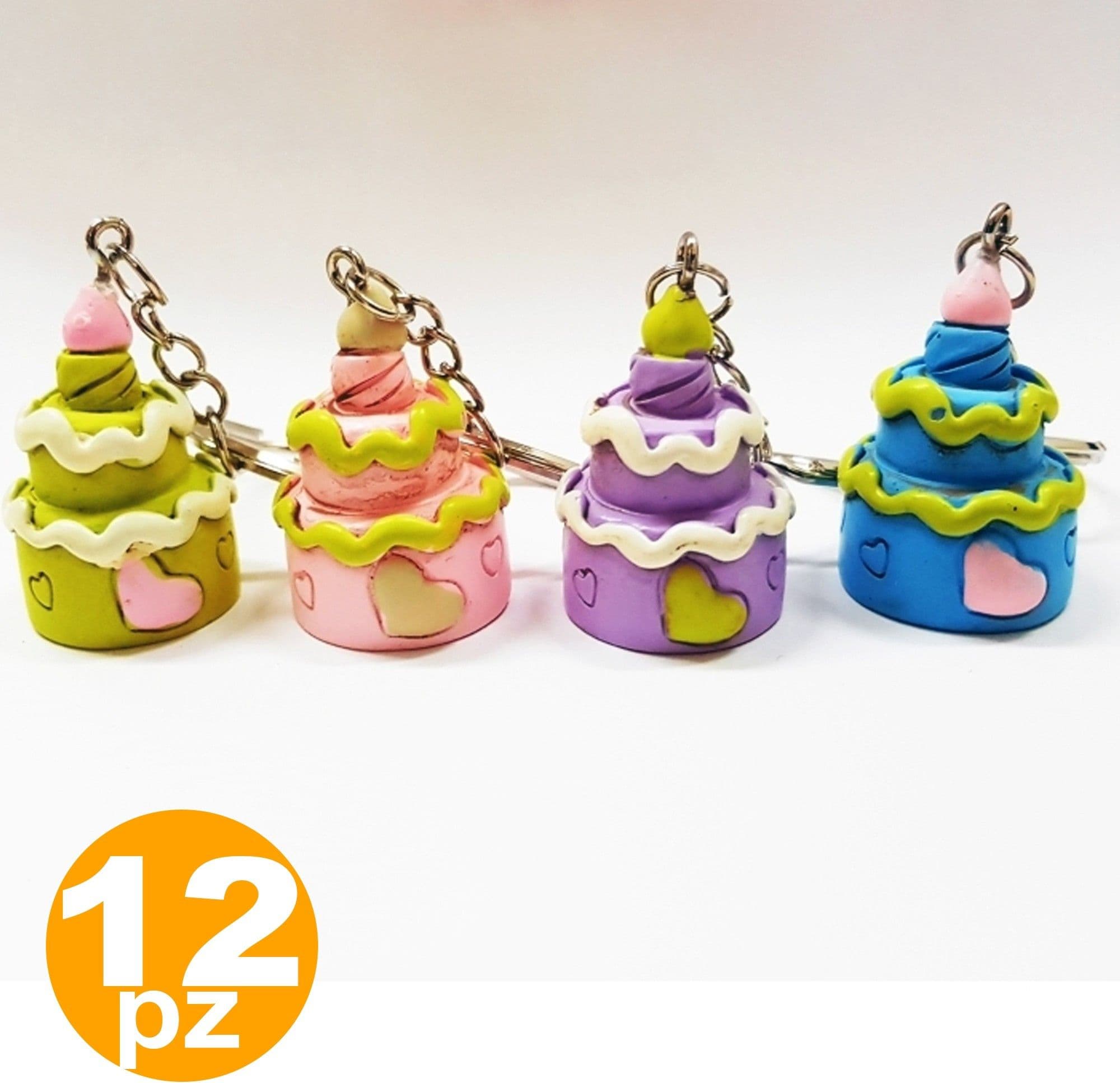 SET 12 BOMBONIERA BOMBONIERE TORTA 18 ANNI COMPLEANNO CERAMICA PORTACHIAVI CHIAVE