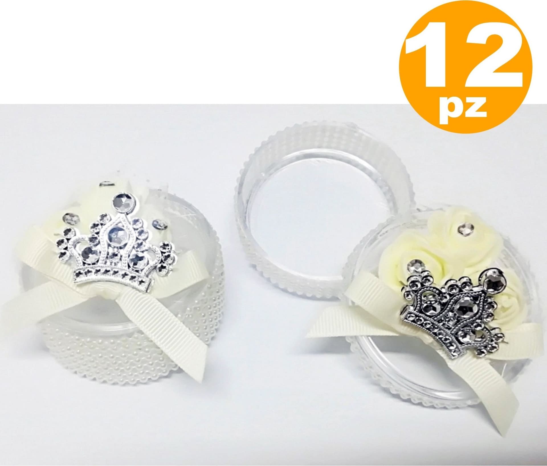 SET 12 BOMBONIERE SCATOLA CORONA ROSA BIANCA PERLE 6x3CM PORTACONFETTI MATRIMONI Casa e cucina/Hobby creativi/Materiali per hobby creativi/Forniture per feste/Bomboniere Trade Shop italia - Napoli, Commerciovirtuoso.it