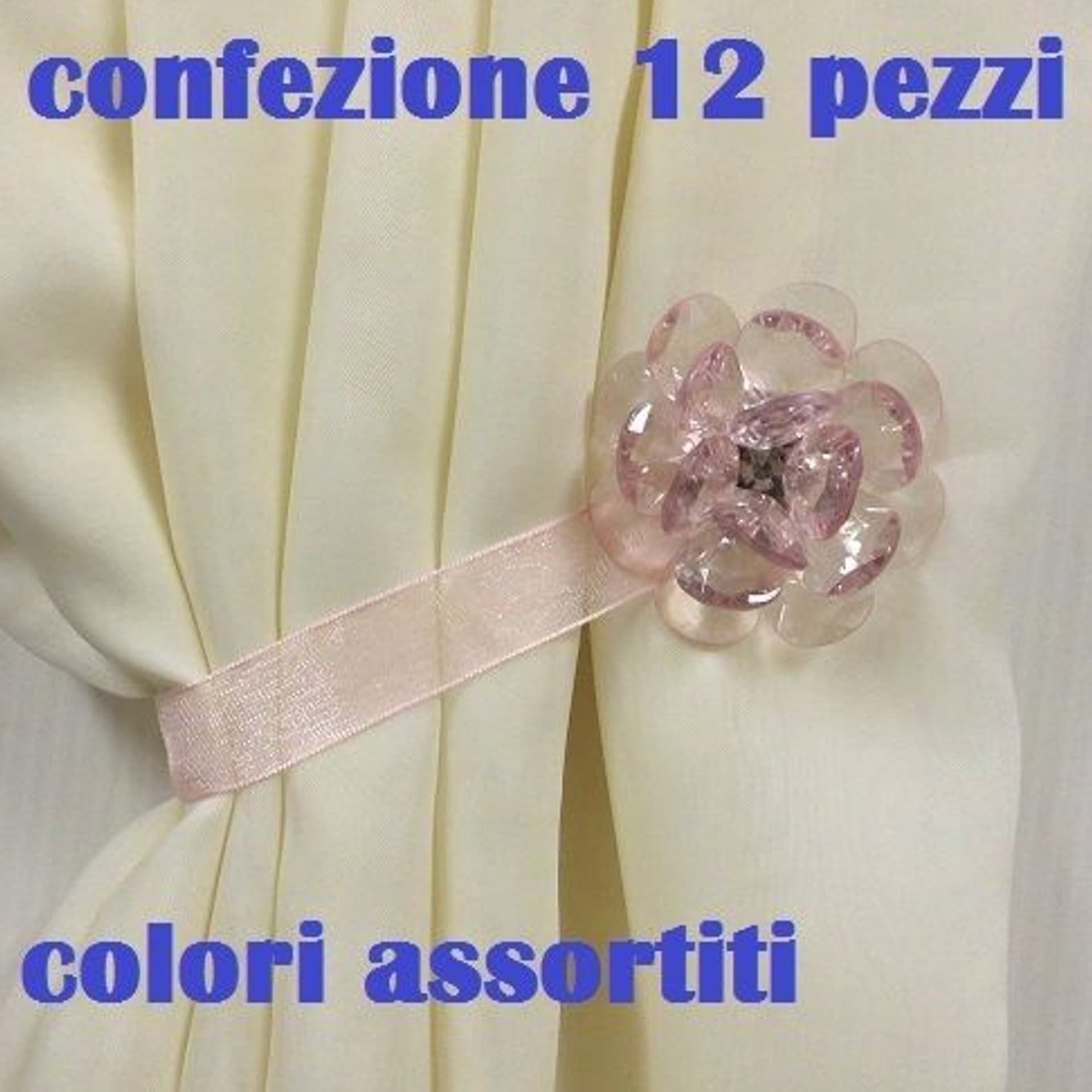 SET 12 CALAMITE LEGATENDA FERMA TENDE COLORATE CRISTALLO FIORE DIAMETRO 5CM Trade Shop italia - Napoli, Commerciovirtuoso.it