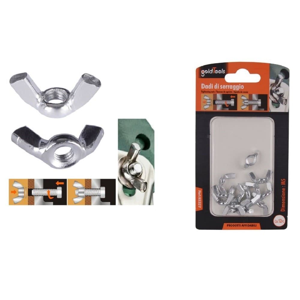 Set 12 Pezzi Dadi Di Serraggio Dado Con Alette Filettatura M5 Fissaggio 93327 Fai da te/Ferramenta/Chiodi viti ed elementi di fissaggio/Kit di bulloni e dadi Trade Shop italia - Napoli, Commerciovirtuoso.it