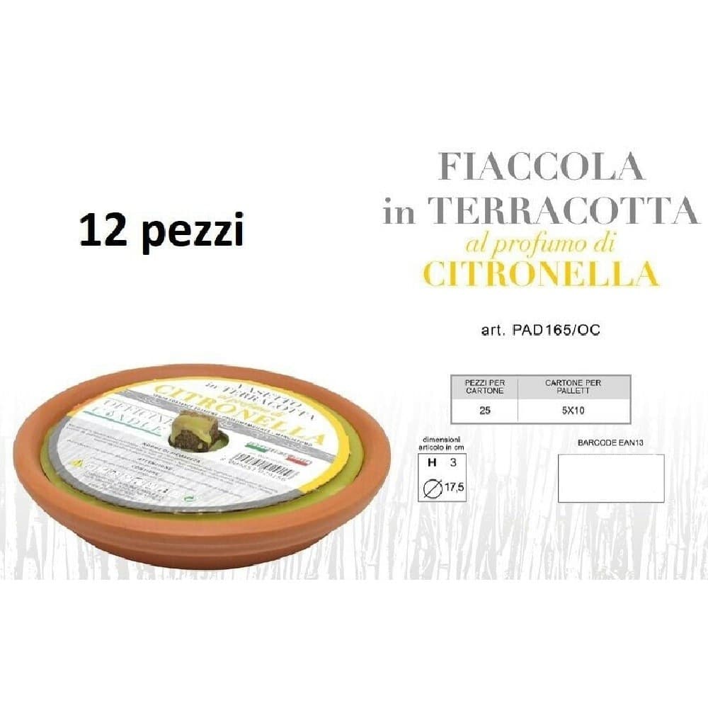 Set 12 Pezzi Fiaccola In Terracotta Al Profumo Di Citronella Anti Zanzare 17.5cm Casa e cucina/Decorazioni per interni/Candele e portacandele/Candele/Candele in vasetto Trade Shop italia - Napoli, Commerciovirtuoso.it