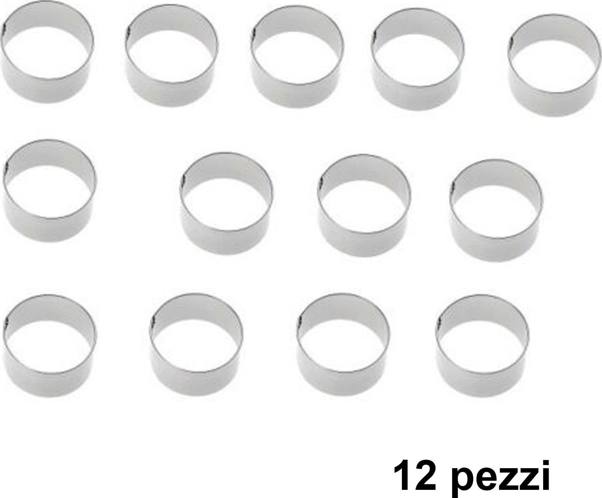 Set 12 Pezzi Forme Stampi Per Dolci Torte Biscotti Rotonde Inox 8x4cm Pasticceri in Formine per biscotti Trade Shop italia - Napoli, commercioVirtuoso.it