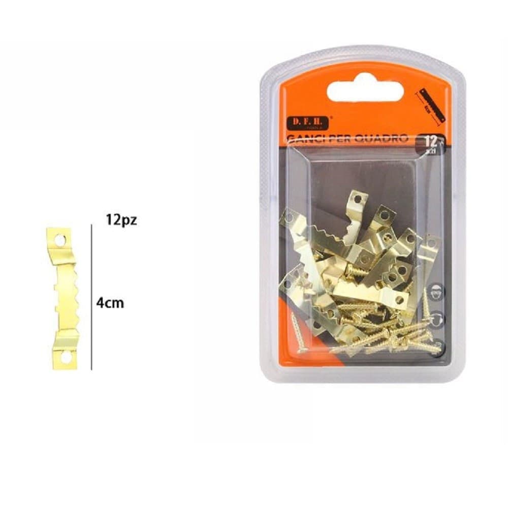 Set 12 Pezzi Ganci Dorati Per Quadri Quadro Cornici Appendere Parete 4 Cm 07516 Casa e cucina/Hobby creativi/Cornici/Ganci appendi quadri Trade Shop italia - Napoli, Commerciovirtuoso.it