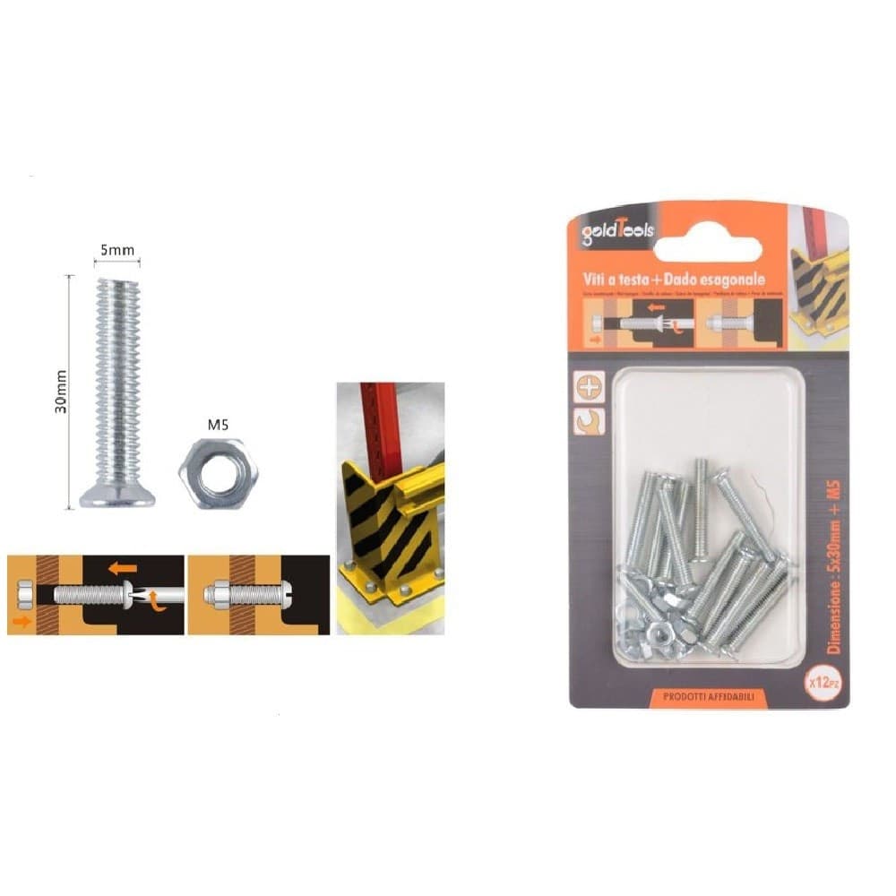 Set 12 Pezzi Viti Vite Testa A Croce Piatta 5x30 Mm Con Dado Esagonale M5 90940 Fai da te/Ferramenta/Chiodi viti ed elementi di fissaggio/Viti/Viti a spalla Trade Shop italia - Napoli, Commerciovirtuoso.it