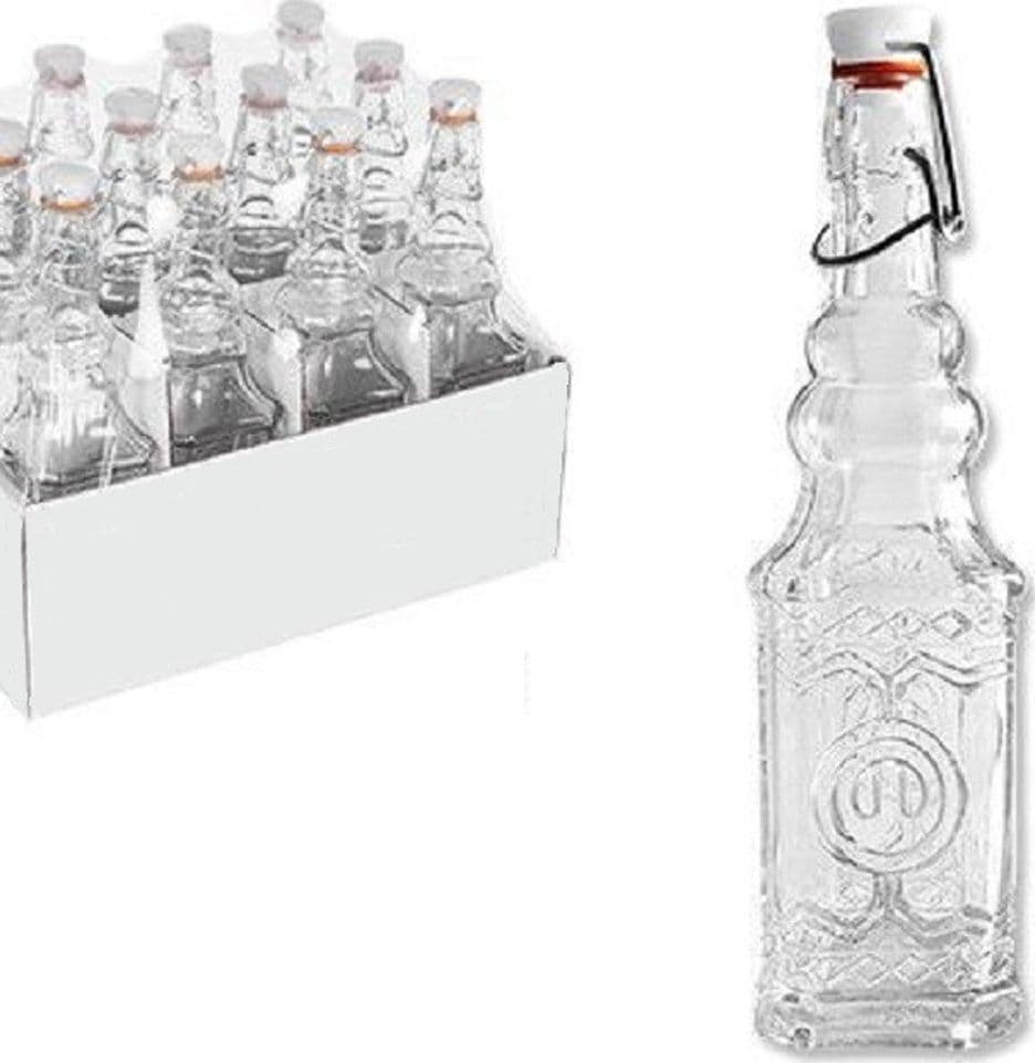 Set 12 Pz Bottiglie In Vetro Quadrata Decorata Con Tappo Meccanico 150 Ml 108008 Casa, arredamento e bricolage > Cucina > Bottiglie e Brocche Trade Shop italia - Napoli, Commerciovirtuoso.it