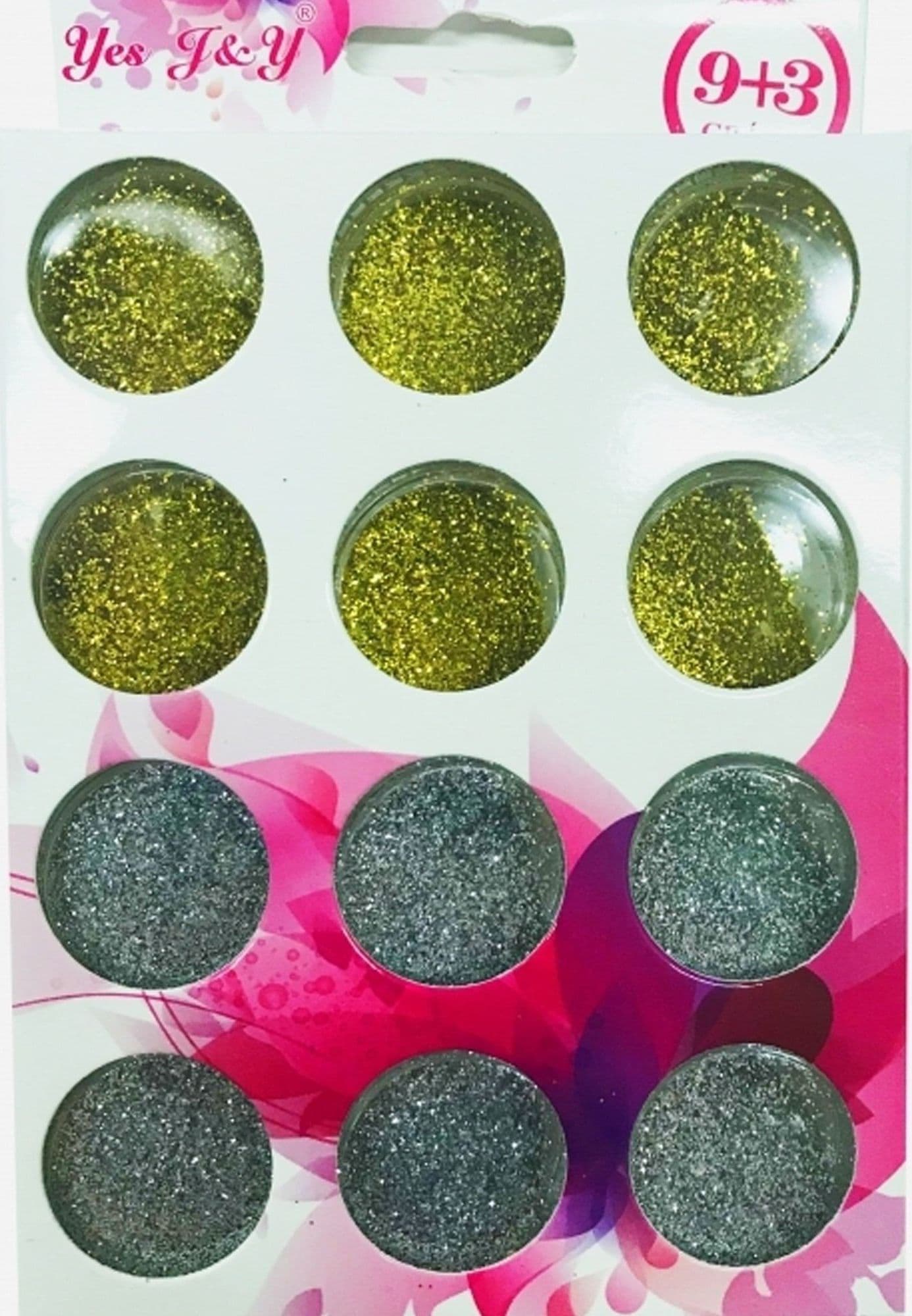 SET 12 PZ DECORAZIONE UNGHIE GLITTER ORO ARGENTO NAIL ART STRASS MANICURE COLATA